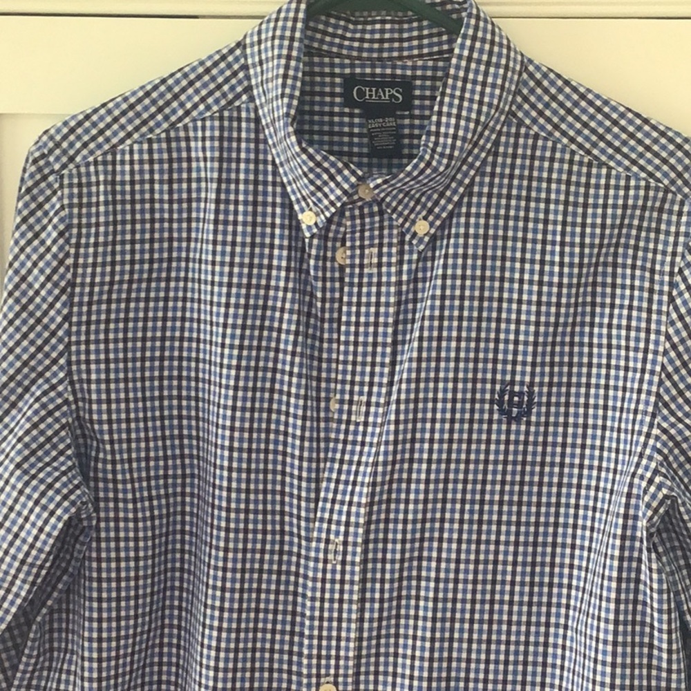 Chaps size XL 18-20. Blue plaid button up
